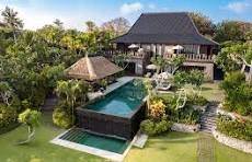 Seminyak villa aerial view with tropical garden